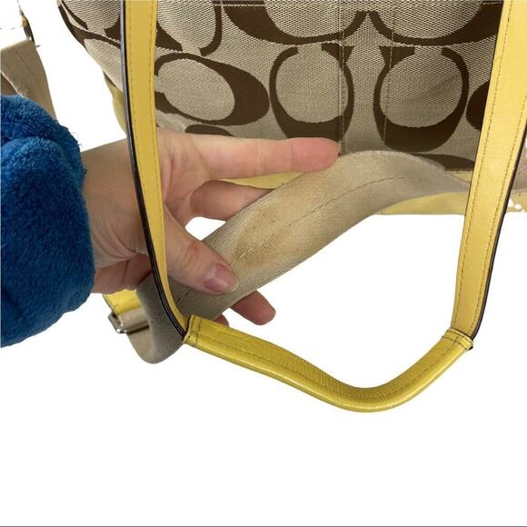 Coach Signature Stripe Jacquard Tote Diaper Bag Signature Canvas F13803 Yellow - Picture 10 of 16